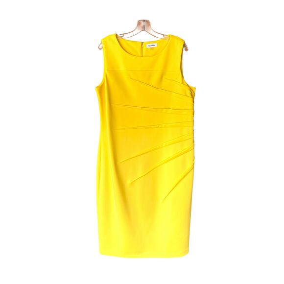 Calvin Klein Butter Yellow Plus 14W Scuba Sheath Dress - Picture 1 of 4